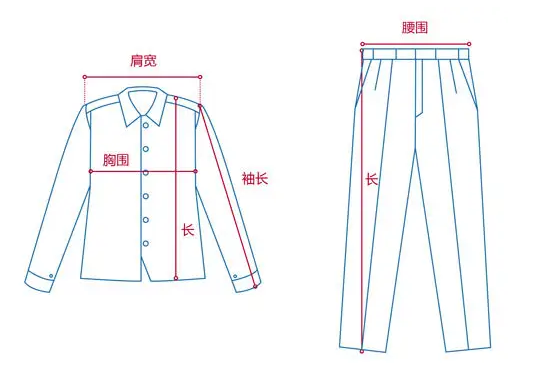 定做工作服測量展示圖，短袖工作服定做，冬季工作服定做