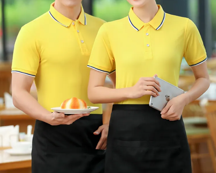 黃色酒店職業(yè)裝展示，酒店服務(wù)員制服